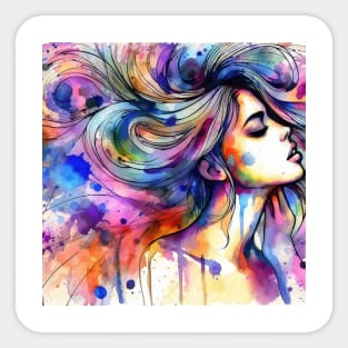 Psychedelic illustration of a woman Sticker